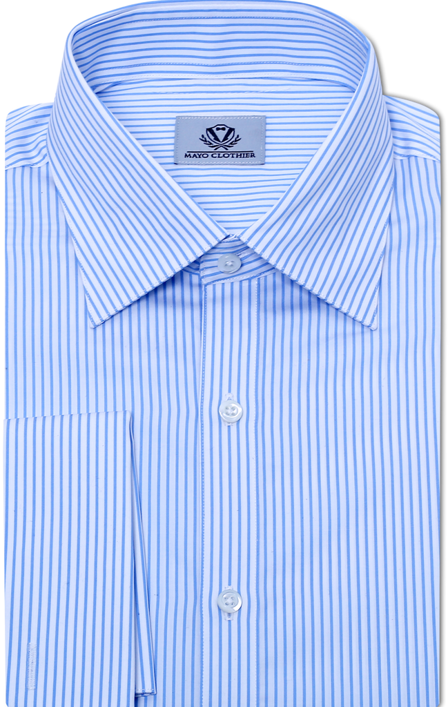BLUE & WHITE PIN STRIPE DRESS SHIRT