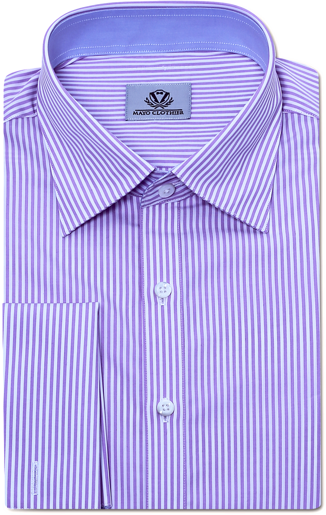 PURPLE AND WHITE PIN STRIPE DRESS SHIRT